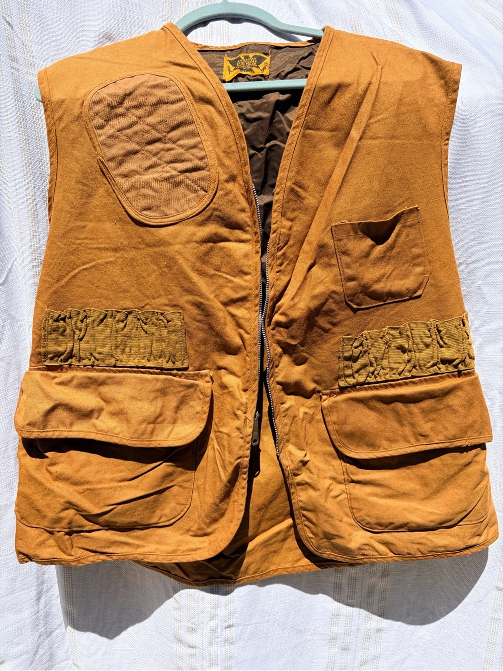 American Sportsman Men's Utility water Repellent Hunting Vest in Rust Brown -